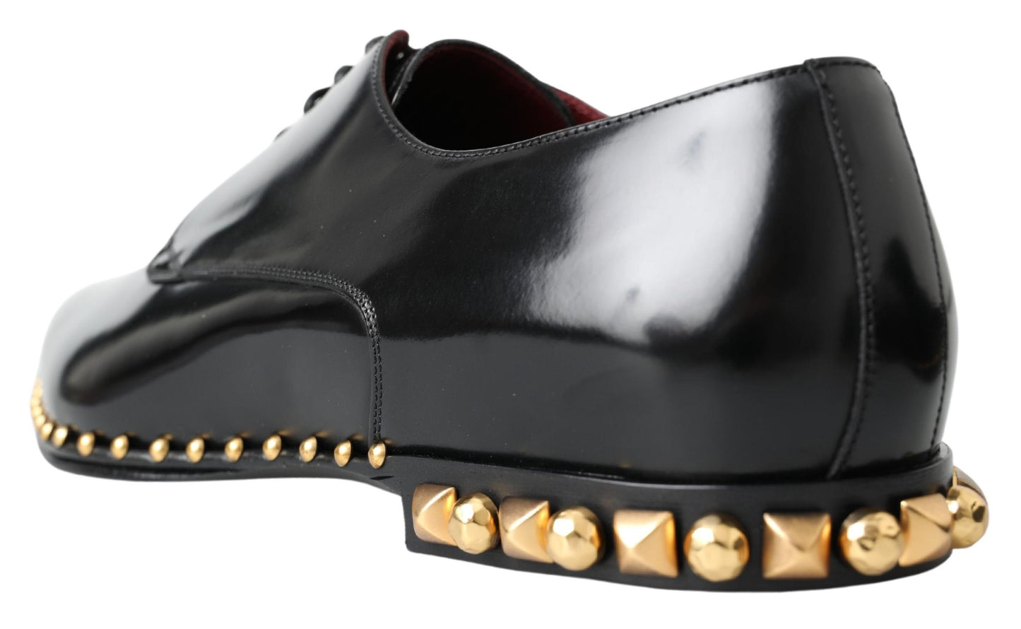 Dolce & Gabbana Black Derby Gold Studded Leather Shoes