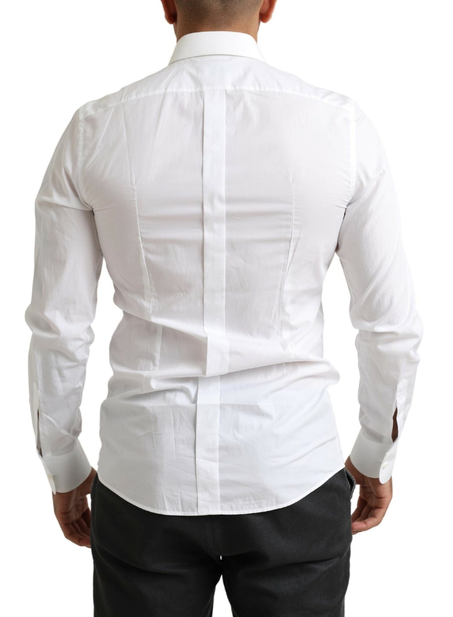 Dolce & Gabbana White Tuxedo Slim Fit Baroque Shirt