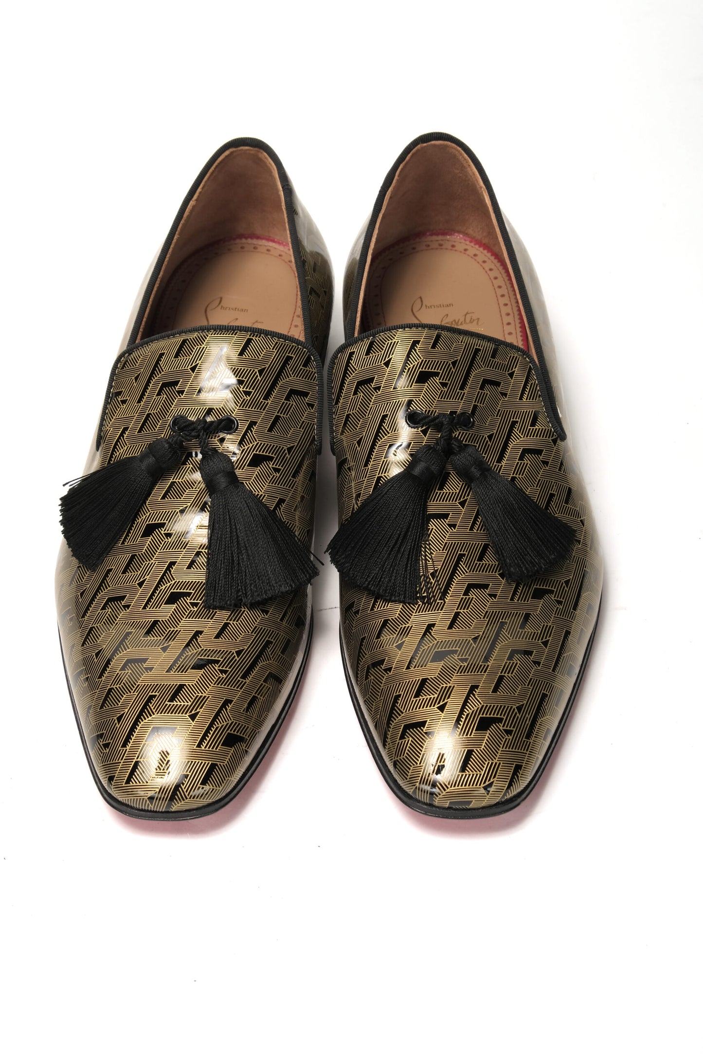 Christian Louboutin Black/Gold Officialito Flat Shoes