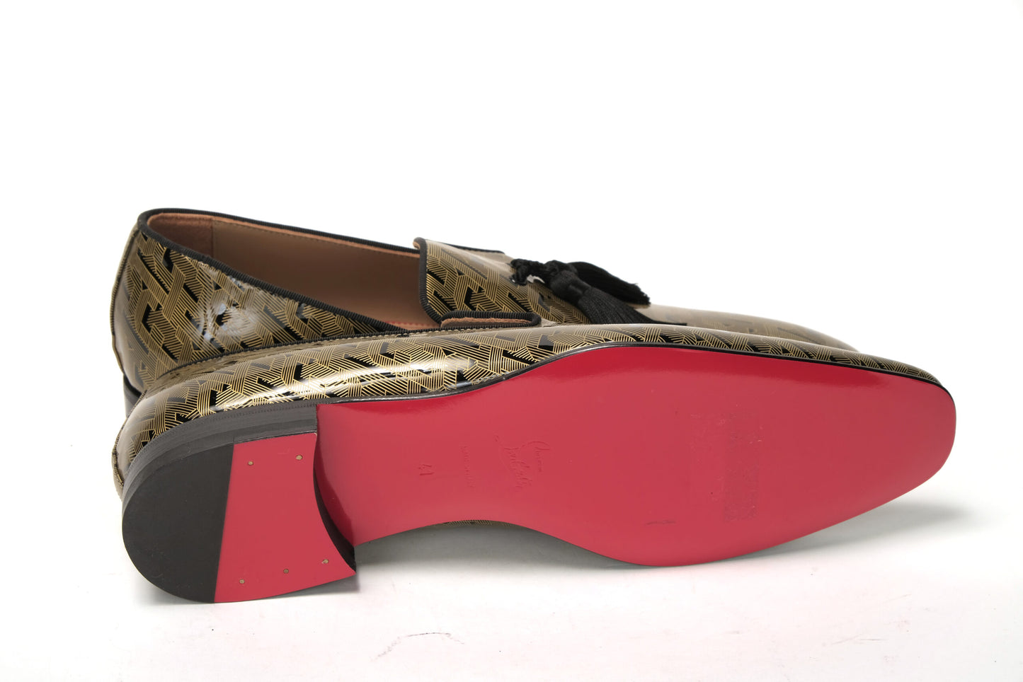 Christian Louboutin Black/Gold Officialito Flat Shoes