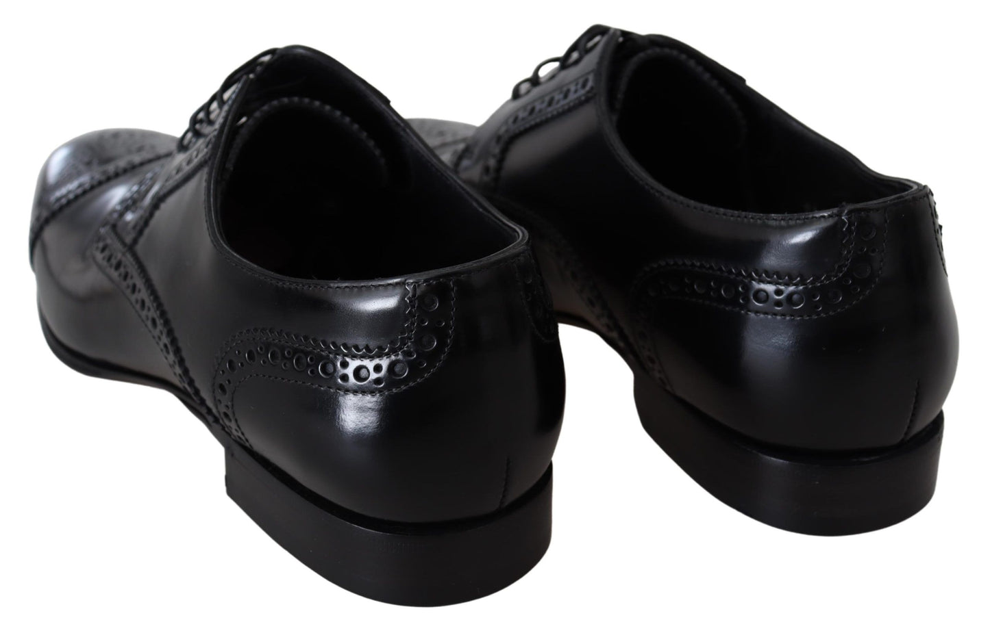 Dolce & Gabbana Black Leather Men Derby Formal Loafers Shoes