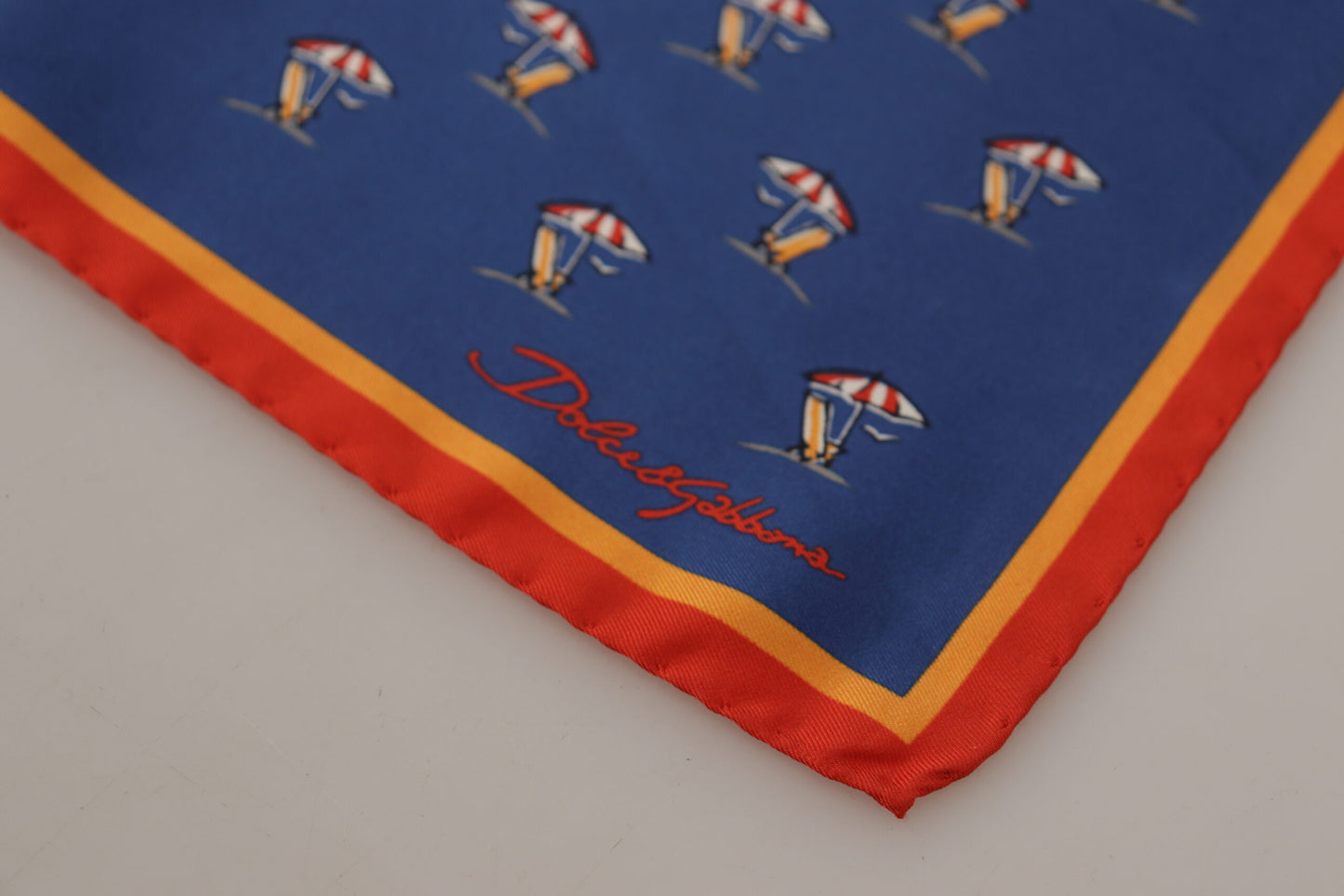 Dolce & Gabbana Blue Printed Square Mens Handkerchief 100% Silk Scarf