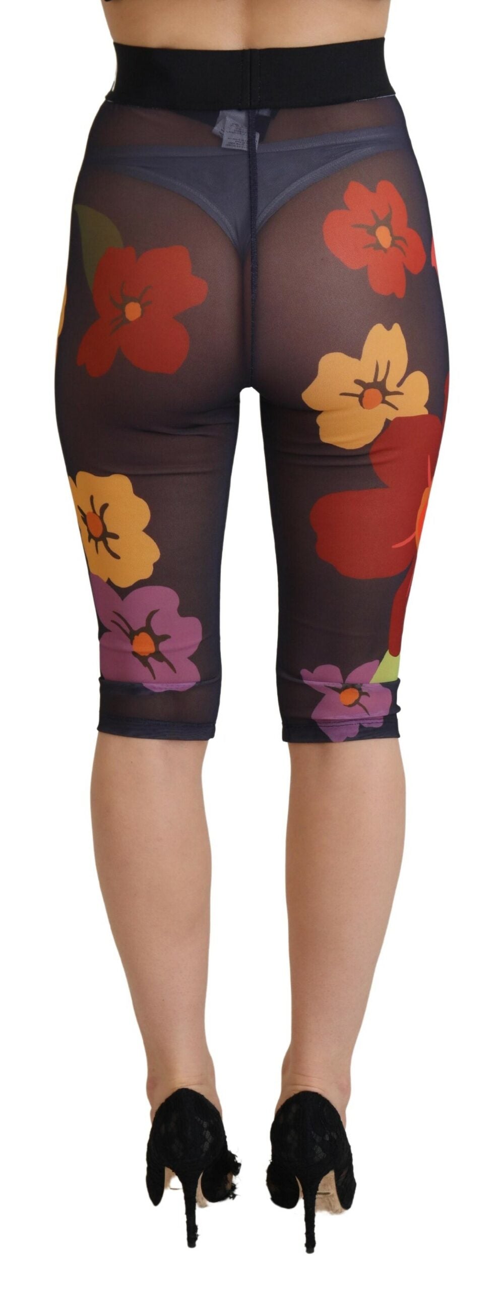 Dolce & Gabbana Black Floral Leggings Stretch Waist Pants