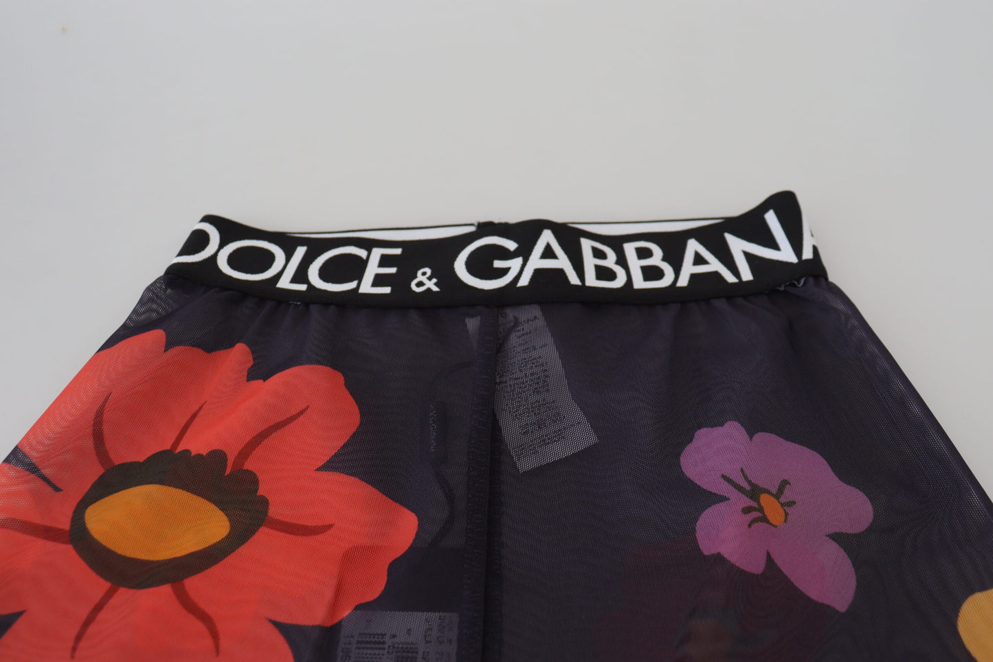 Dolce & Gabbana Black Floral Leggings Stretch Waist Pants