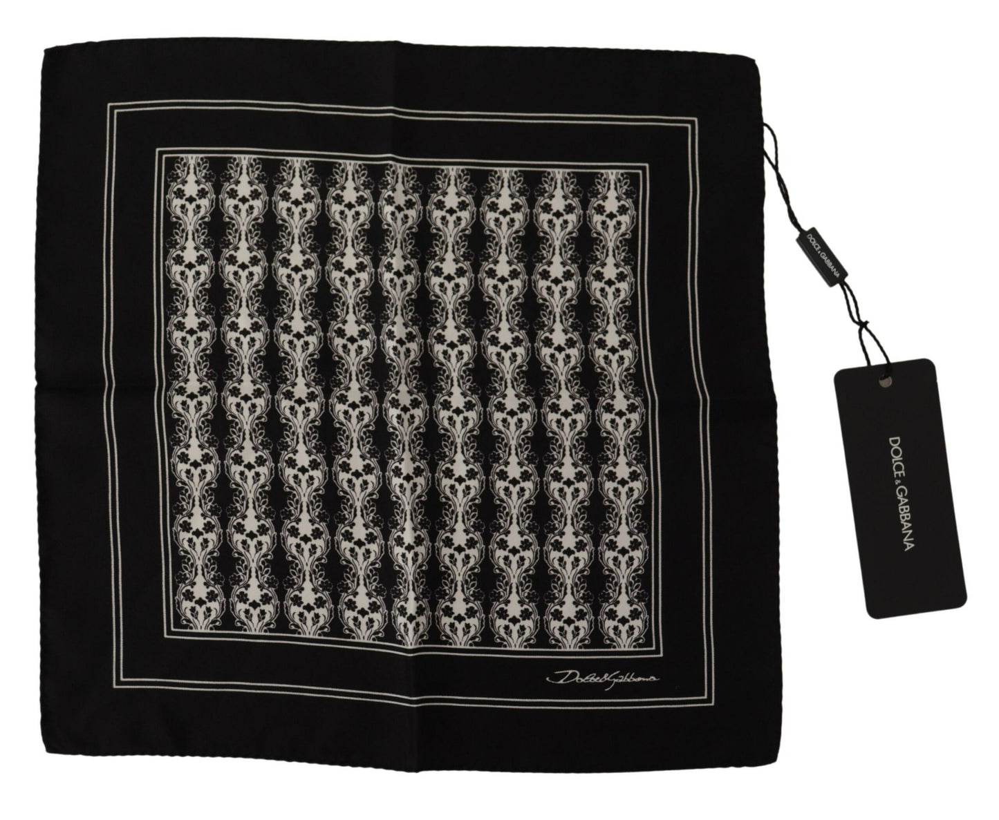 Dolce & Gabbana Black Printed Square Handkerchief Scarf