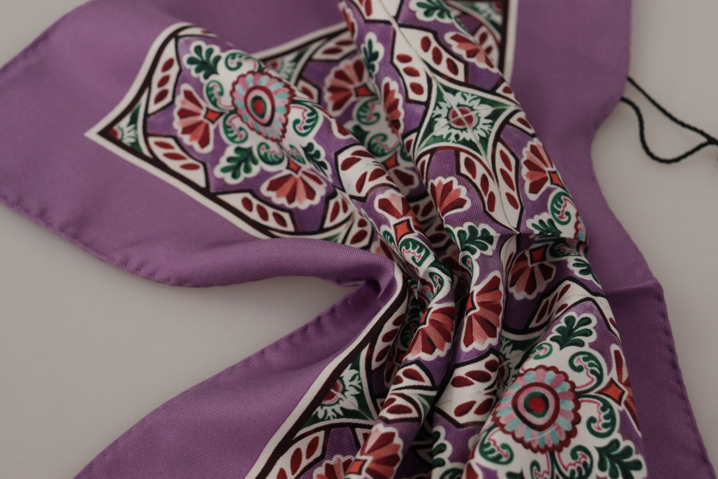Dolce & Gabbana Majolica Patterned Square Handkerchief Silk Scarf