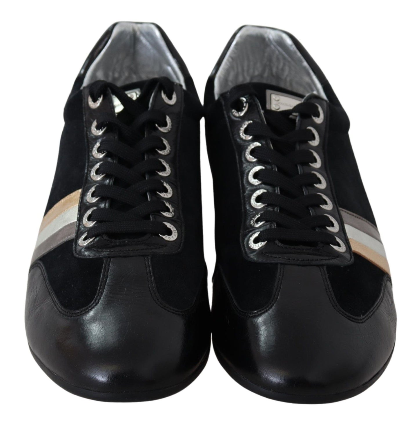 Dolce & Gabbana Black Logo Leather Casual Mens Scarpe Sneakers