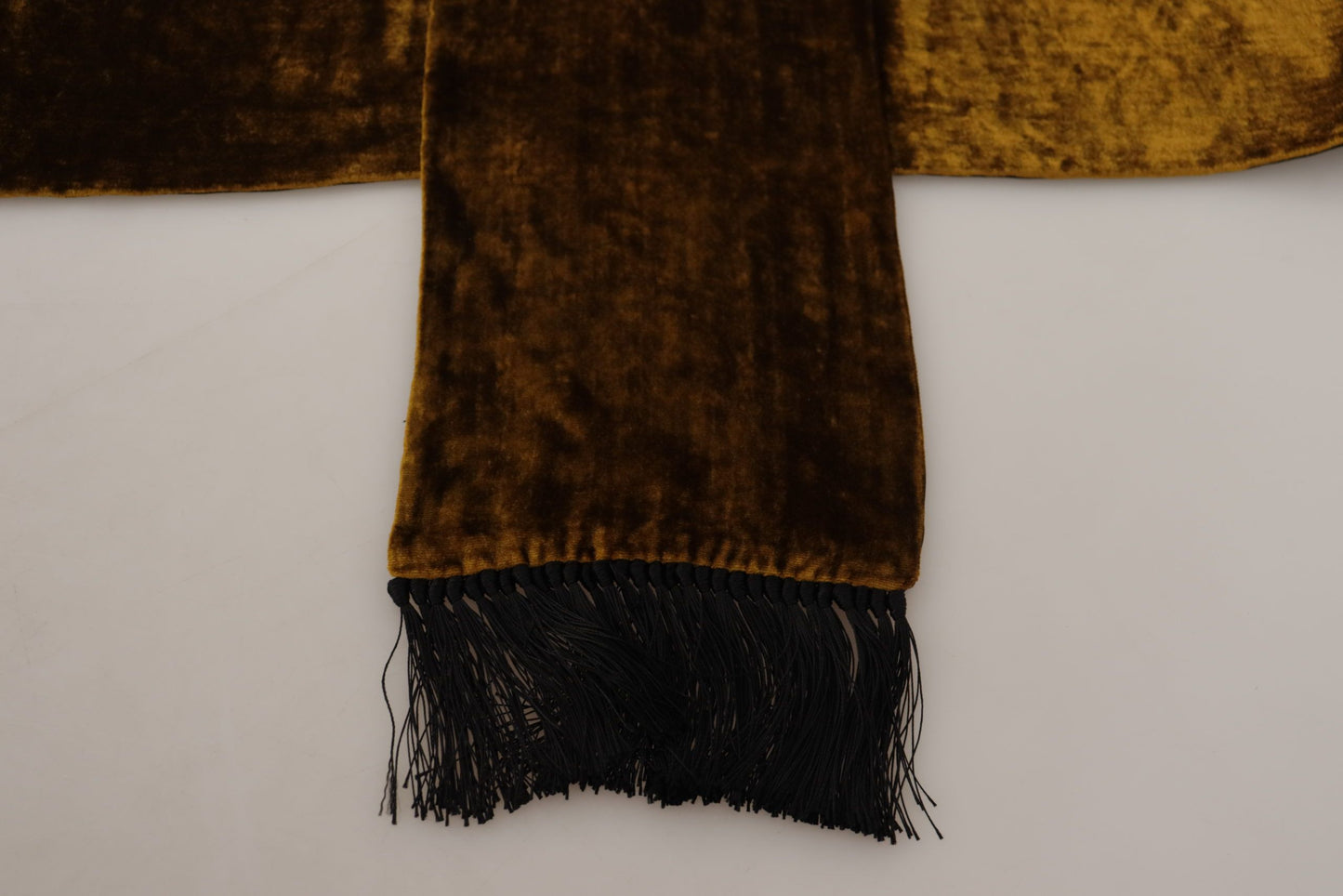 Dolce & Gabbana Brown Mens Shawl Warm Neck Wrap Fringe Silk Scarf
