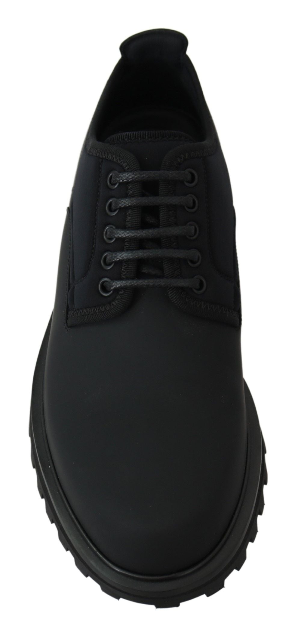 Dolce & Gabbana Black Rubberized Calfskin Chunky Derby Vulcano Shoes