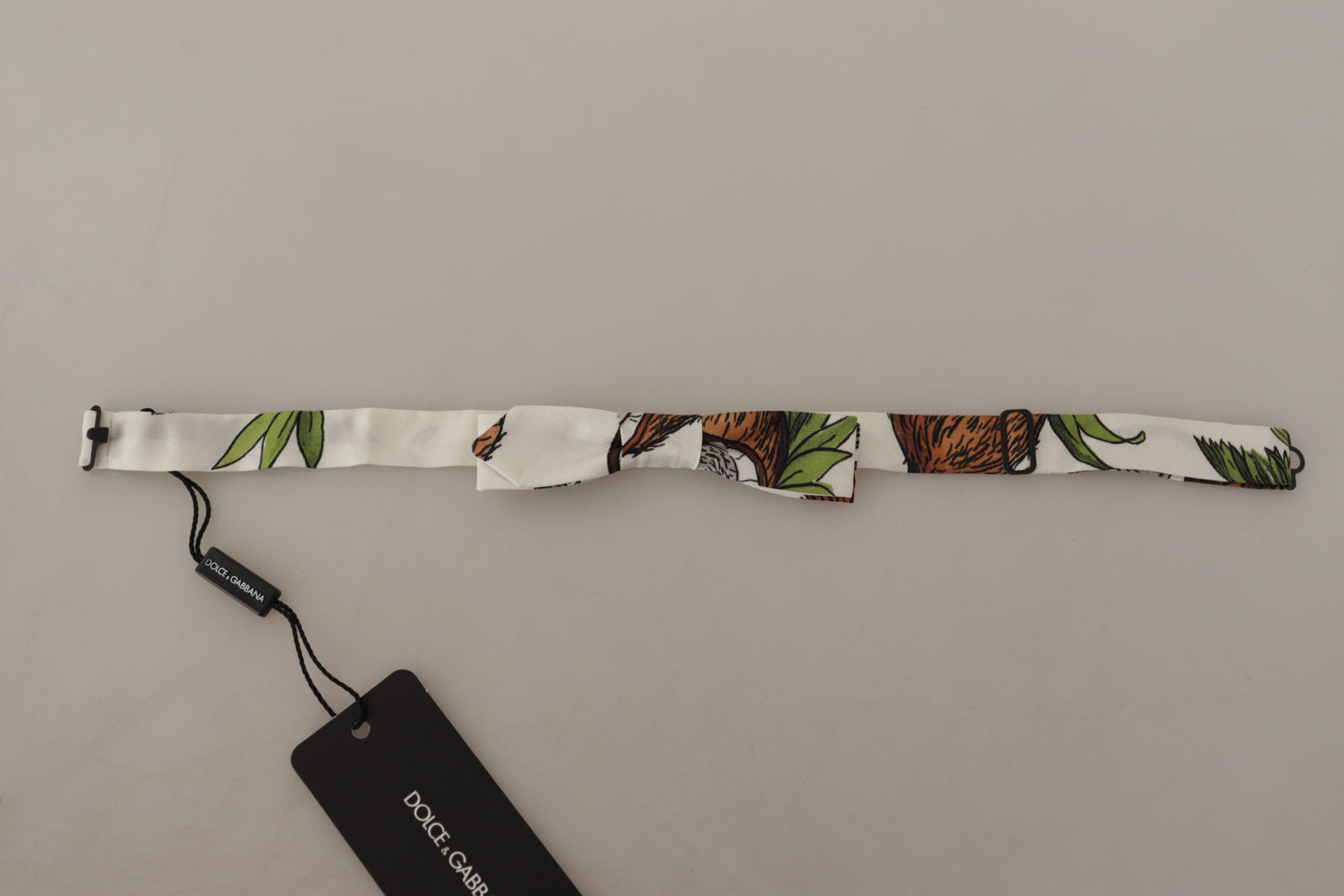 Dolce & Gabbana White Pattern Silk Adjustable Neck Papillon Bow Tie