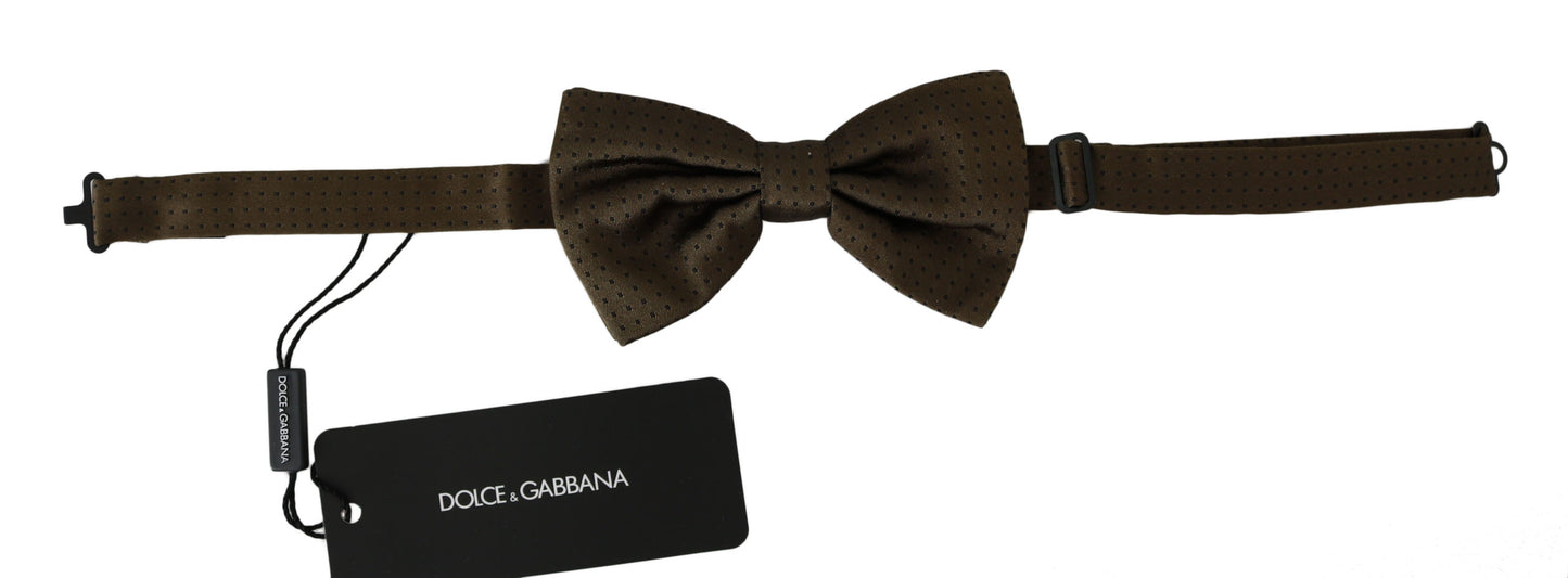 Dolce & Gabbana Brown Polka Dots Silk Adjustable Neck Papillon Men Bow Tie
