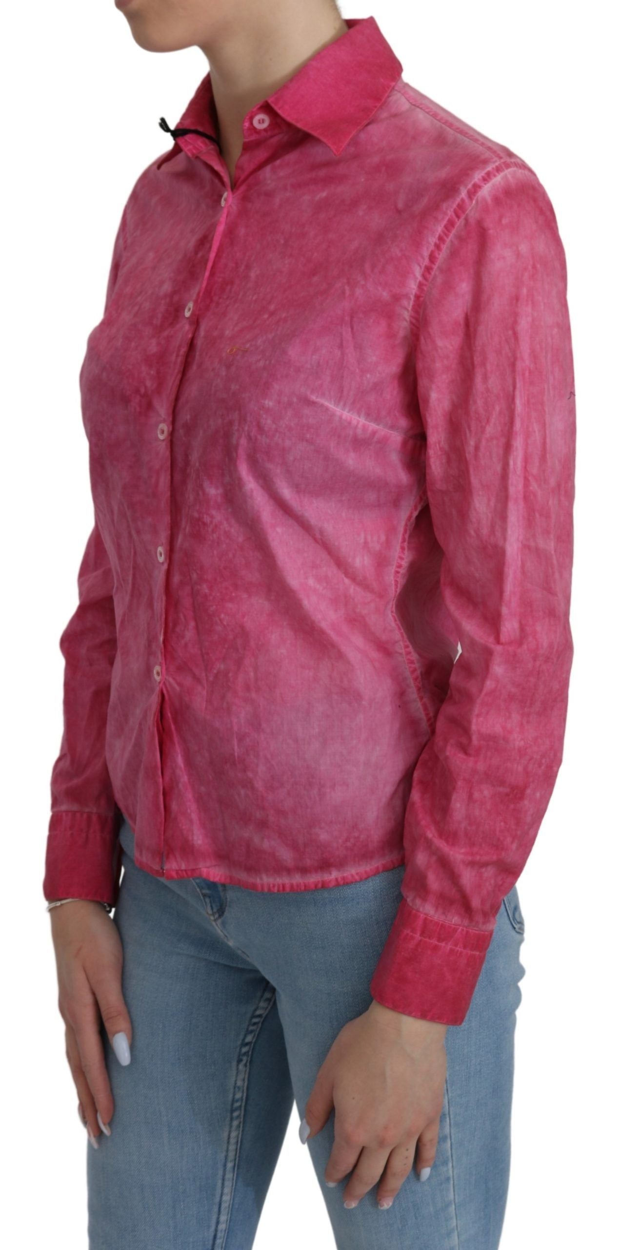Ermanno Scervino Pink Collared Long Sleeve Shirt Blouse Top