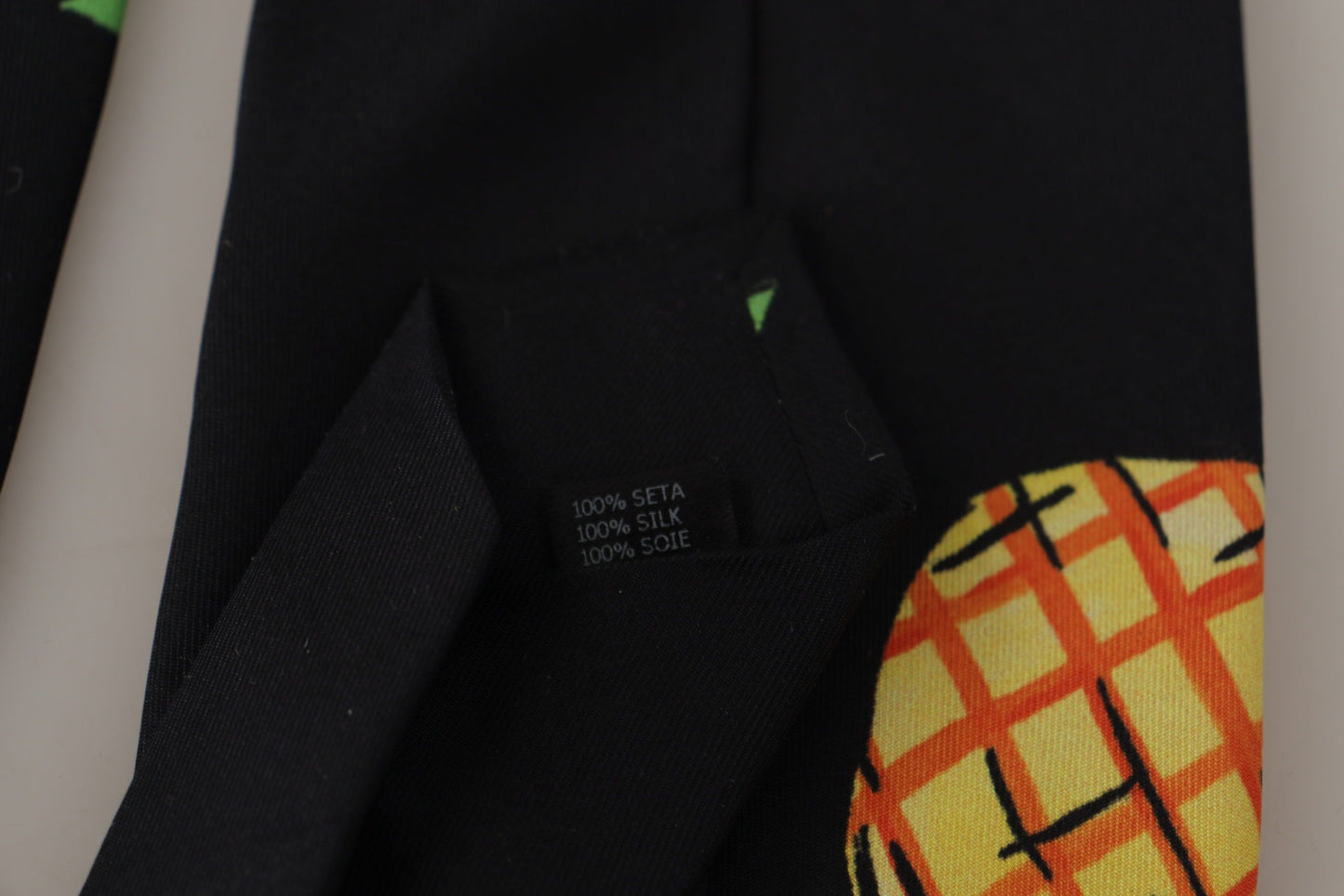 Dolce & Gabbana Black Pineapple Print Necktie Accessory Tie