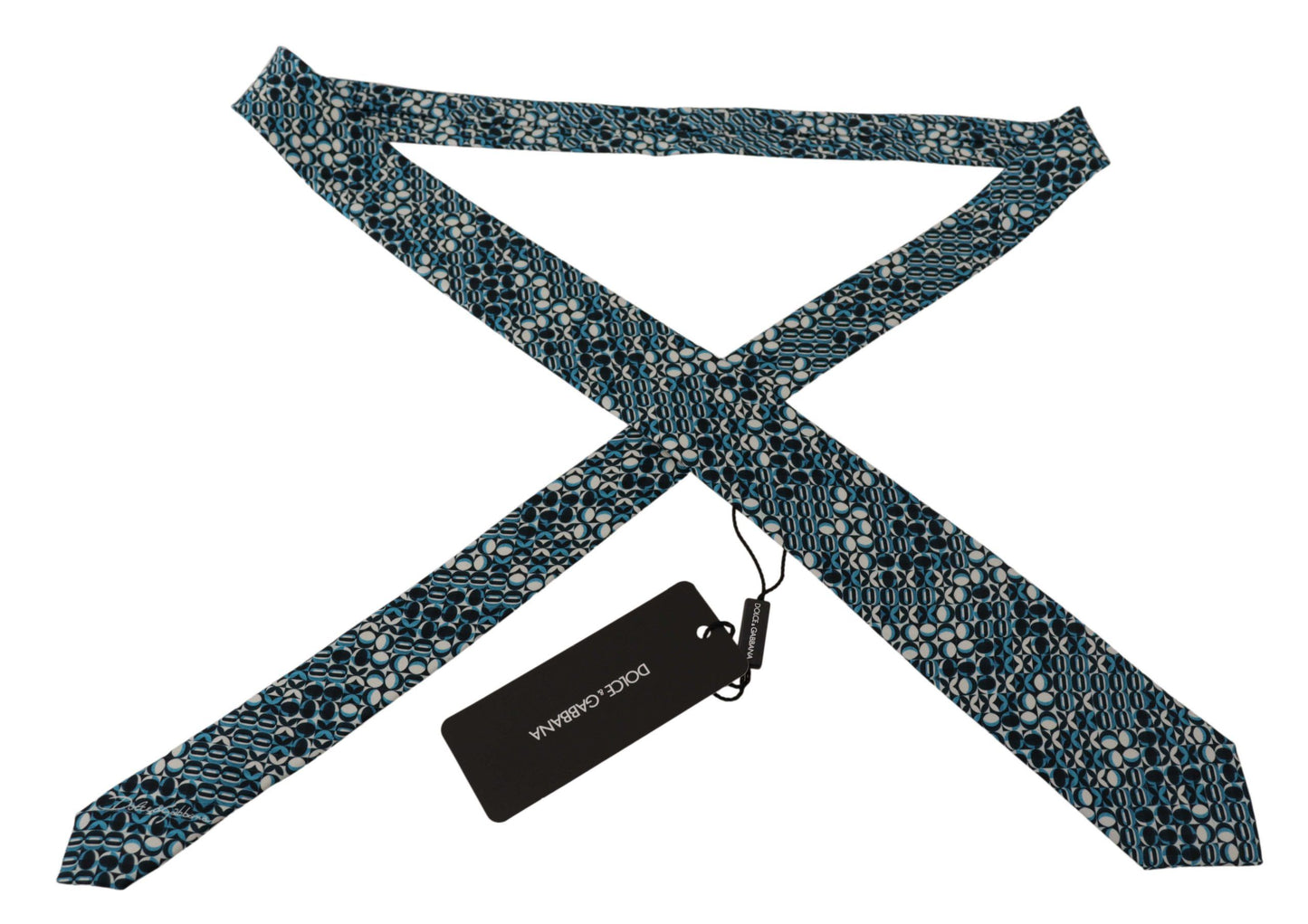 Dolce & Gabbana Blue Circle Fantasy Print Silk Adjustable Accessory Tie