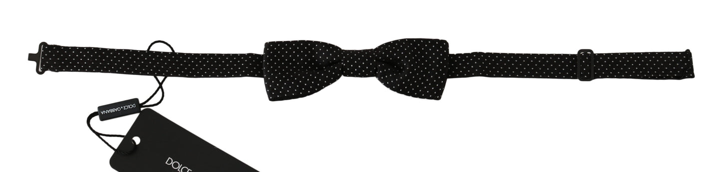 Dolce & Gabbana Black Polka Dots Silk Adjustable Neck Papillon Men Bow Tie