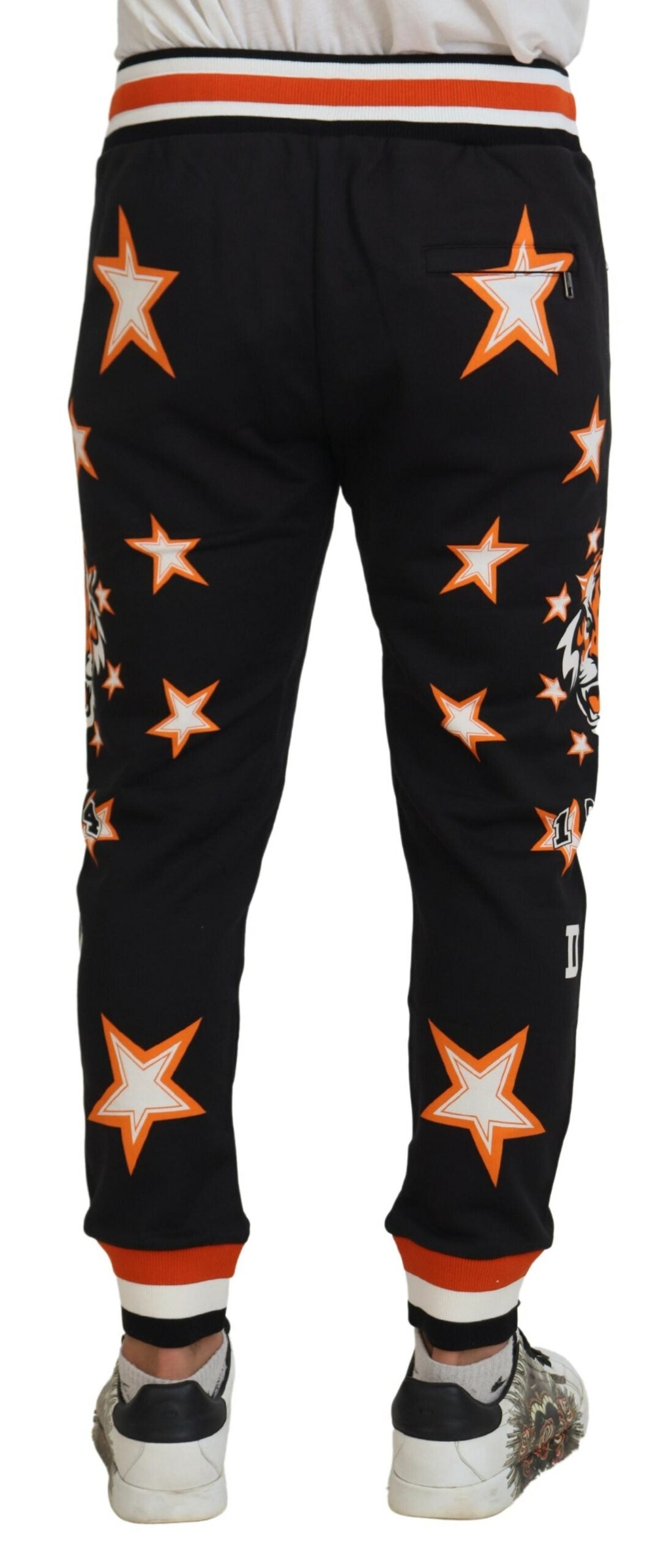 Dolce & Gabbana Black Orange Star Trousers Sport Pants
