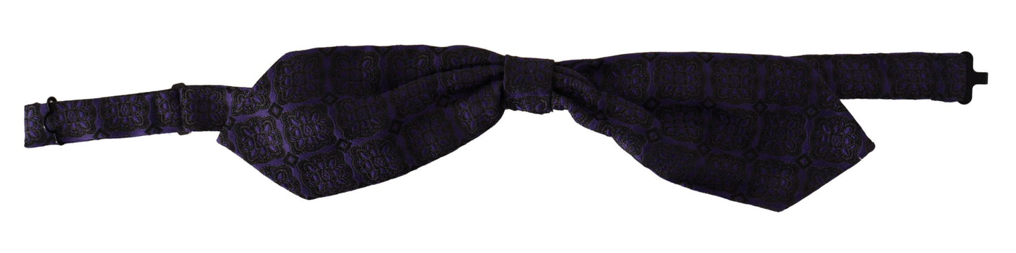 Dolce & Gabbana Blue Geometric Silk Adjustable Neck Papillon Tie