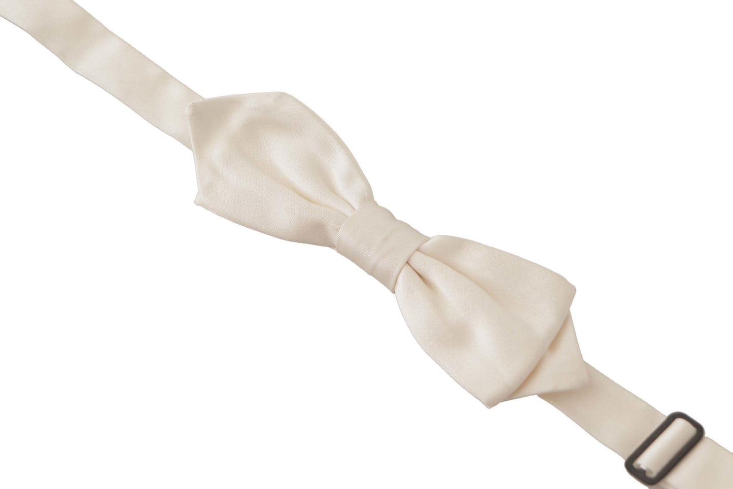 Dolce & Gabbana White Solid Silk Adjustable Neck Papillon Tie