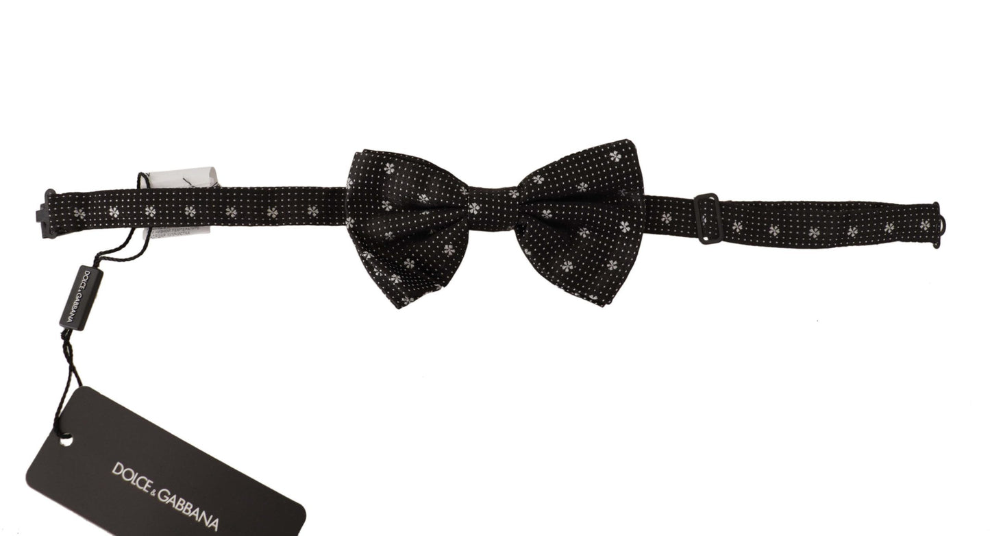 Dolce & Gabbana Black White Polka Dots Silk Neck Papillon Tie