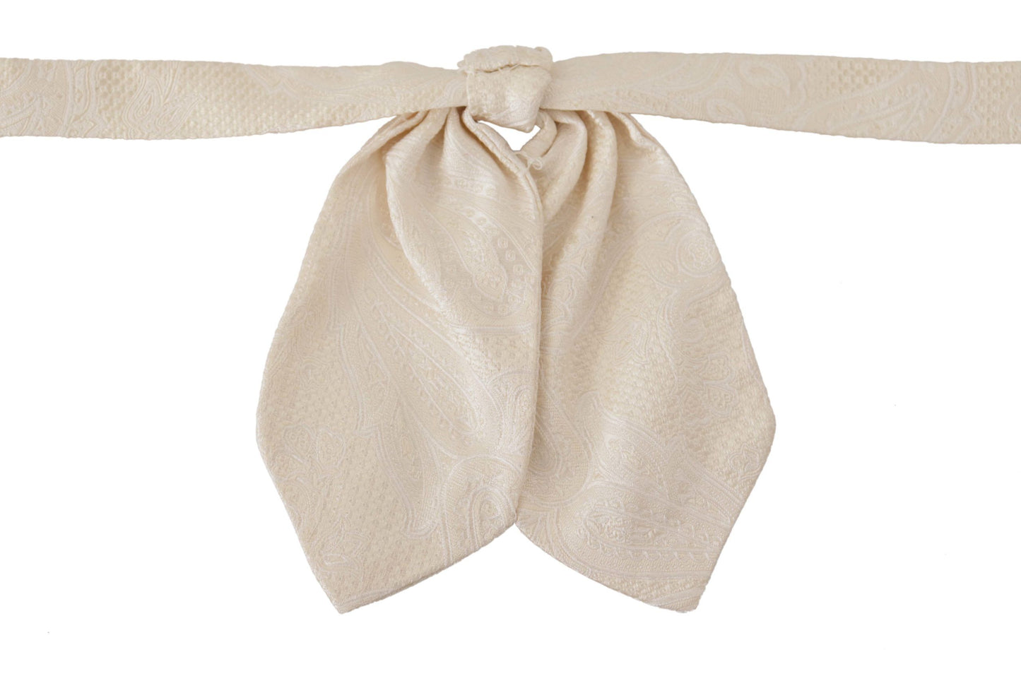 Dolce & Gabbana Off-White 100% Silk Slim Adjustable Neck Papillon Tie
