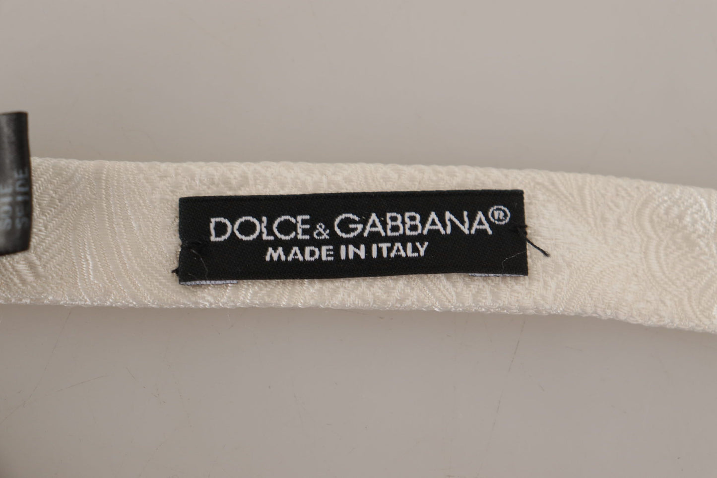 Dolce & Gabbana White 100% Silk Slim Adjustable Neck Papillon Tie