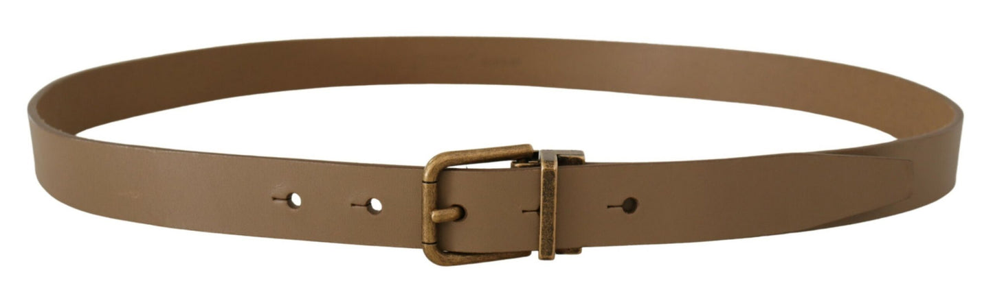 Dolce & Gabbana Brown Solid Leather Brass Buckle Classic Belt