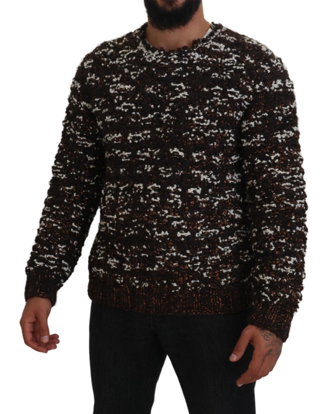 Dolce & Gabbana Brown Knitted Wool Fatto A Mano Sweater