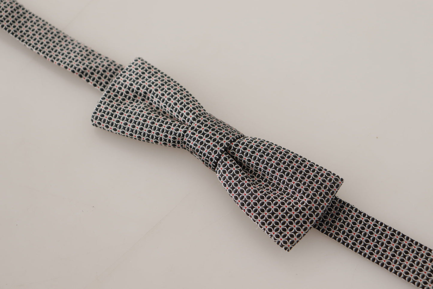 Dolce & Gabbana Black White Flower Pattern Silk Neck Papillon Tie
