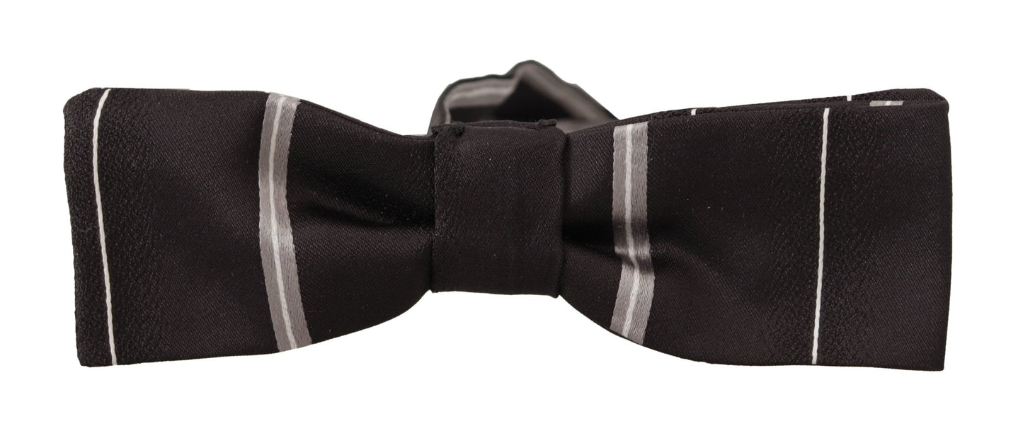 Dolce & Gabbana Black Grey Lining 100% Silk Neck Papillon Tie