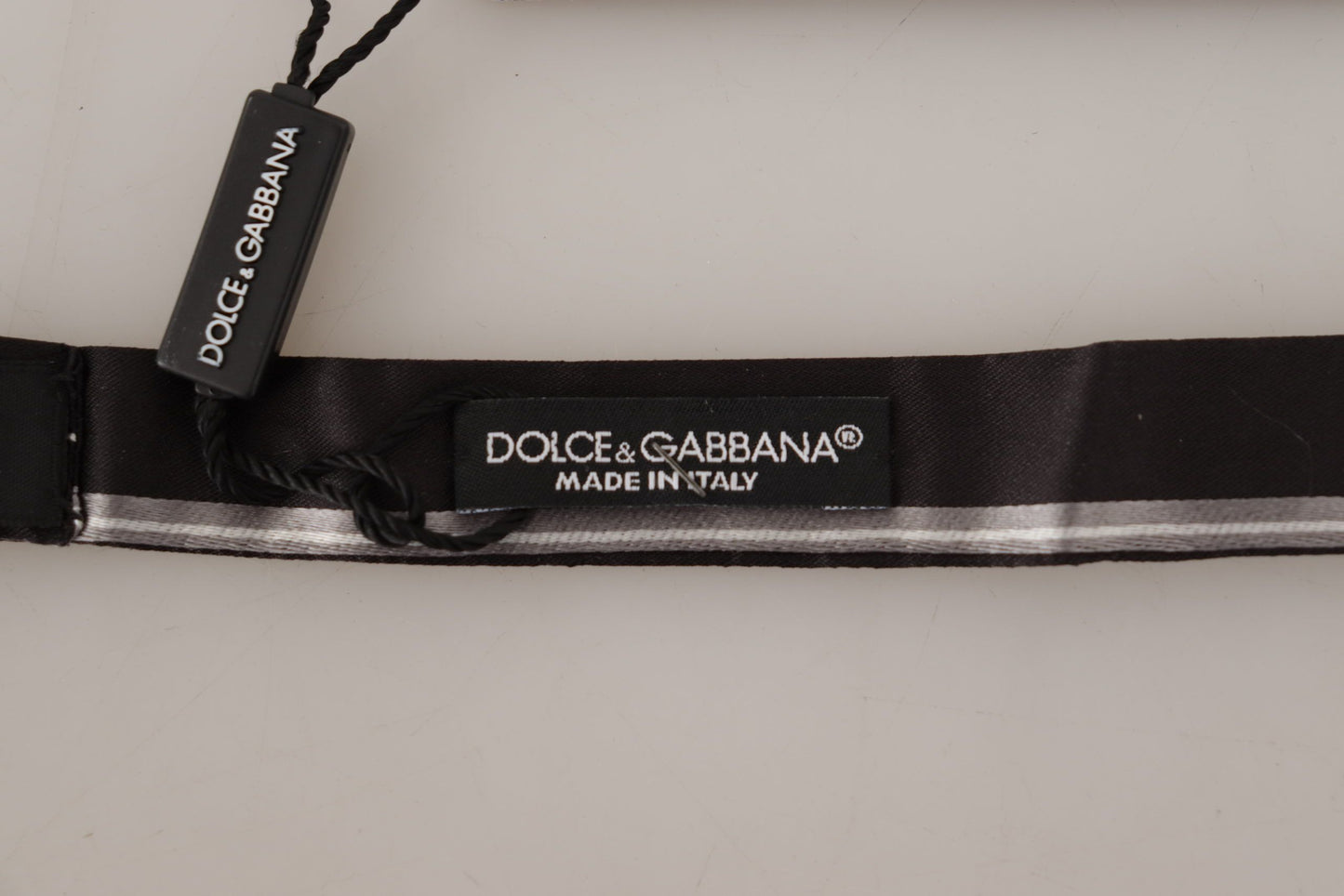 Dolce & Gabbana Black Grey Lining 100% Silk Neck Papillon Tie