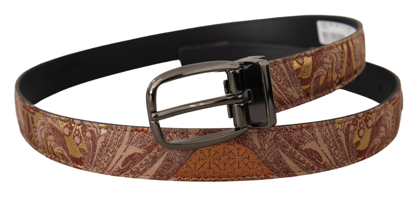 Dolce & Gabbana Multicolor Embossed Leather Black Metal Buckle Belt