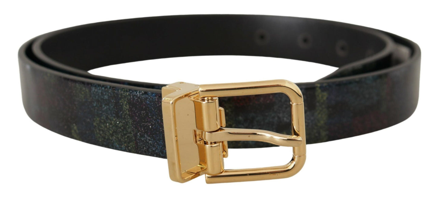 Dolce & Gabbana Multicolor Leather Gold Tone Metal Vernice Belt
