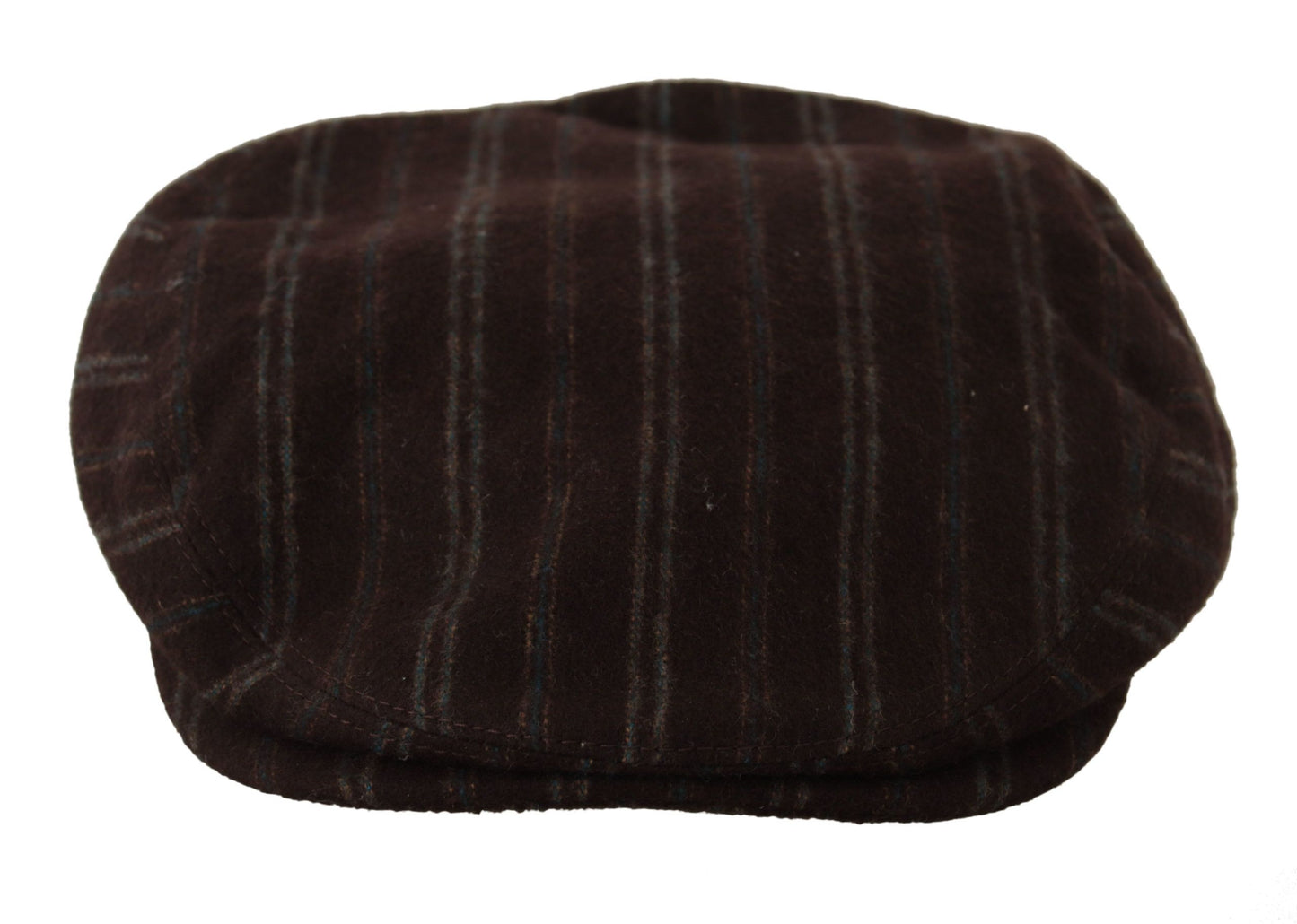 Dolce & Gabbana Brown Stripes Newsboy Men Capello Wool Hat