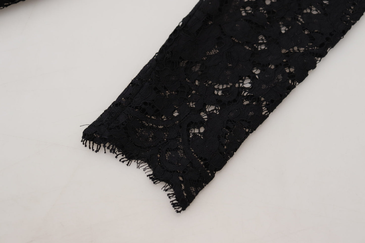 Dolce & Gabbana Black Cotton Lace Trim Long Sleeves Top