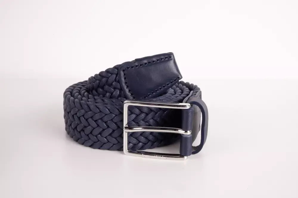 Harmont & Blaine Elegant Dark Blue Fabric Belt with Silver Buckle