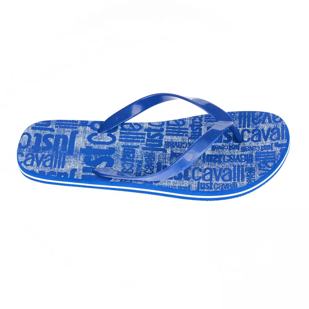 Just Cavalli Chic Light Blue Logo Men's Flip Flops