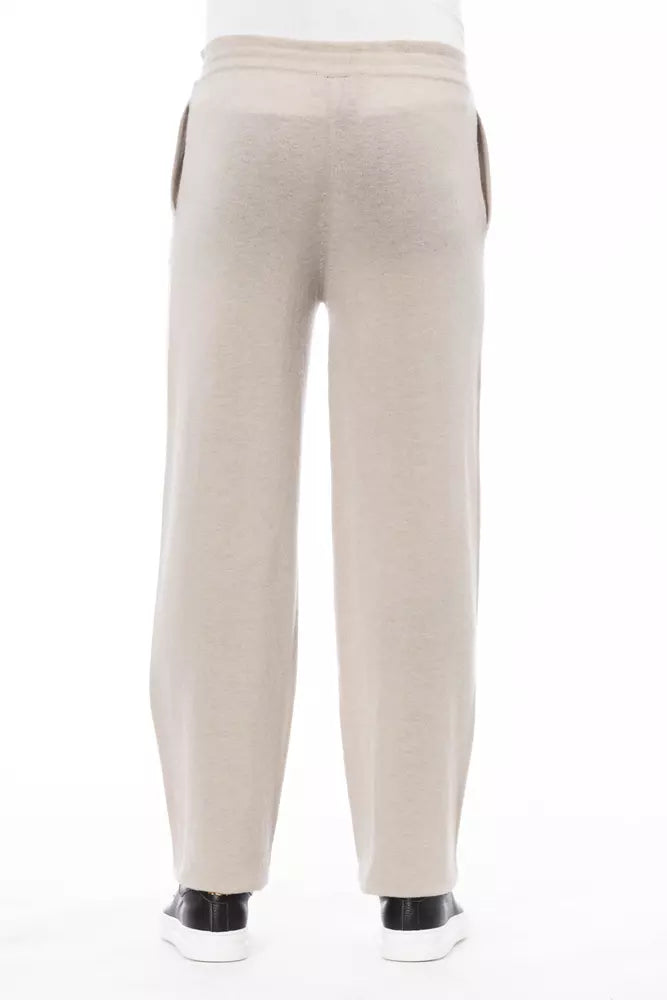 Alpha Studio Elegant Beige Drawstring Trousers