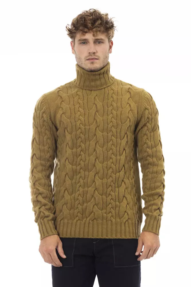 Alpha Studio Elegant Turtleneck Sweater in Brown