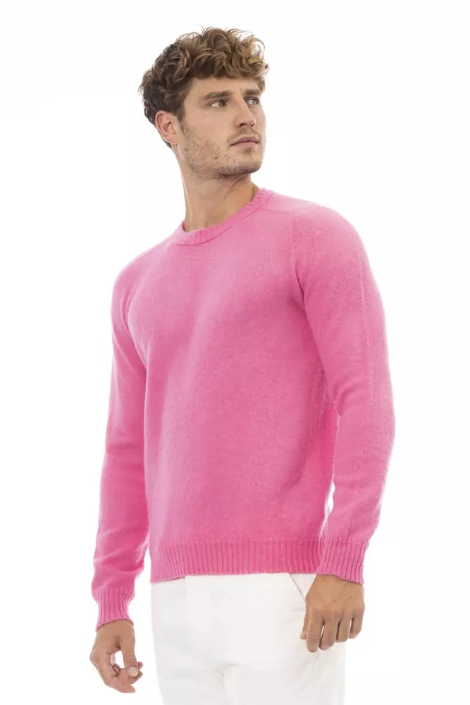 Alpha Studio Elegant Crewneck Sweater in Soft Pink