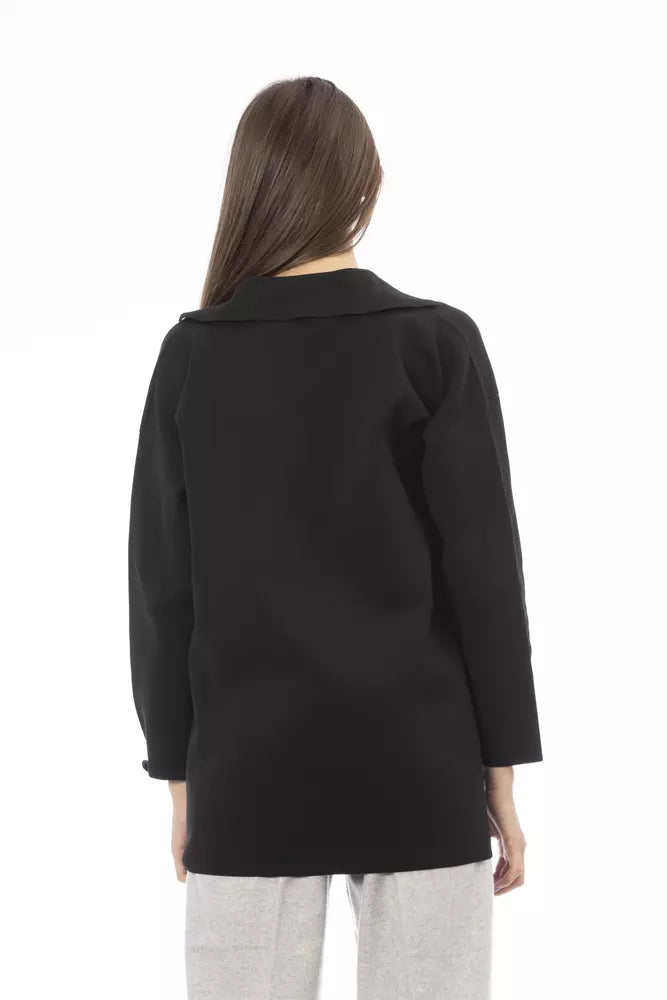 Alpha Studio Elegant Long Sleeved Chic Black T-Shirt