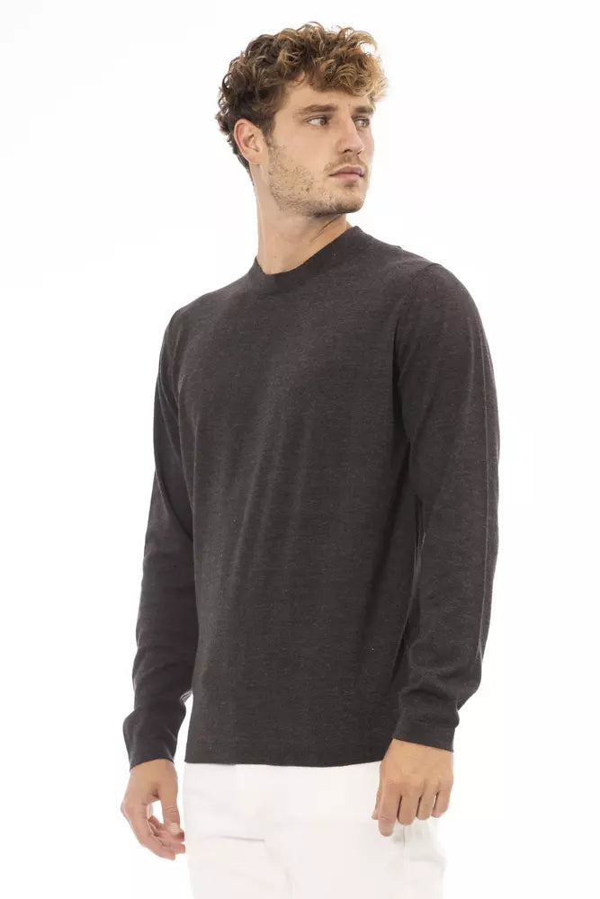 Alpha Studio Elegant Crewneck Cotton-Cashmere Sweater