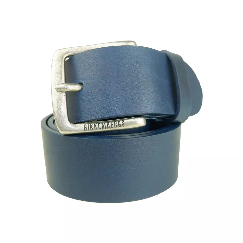 Bikkembergs Chic Blue Leather Belt for Sophisticated Style